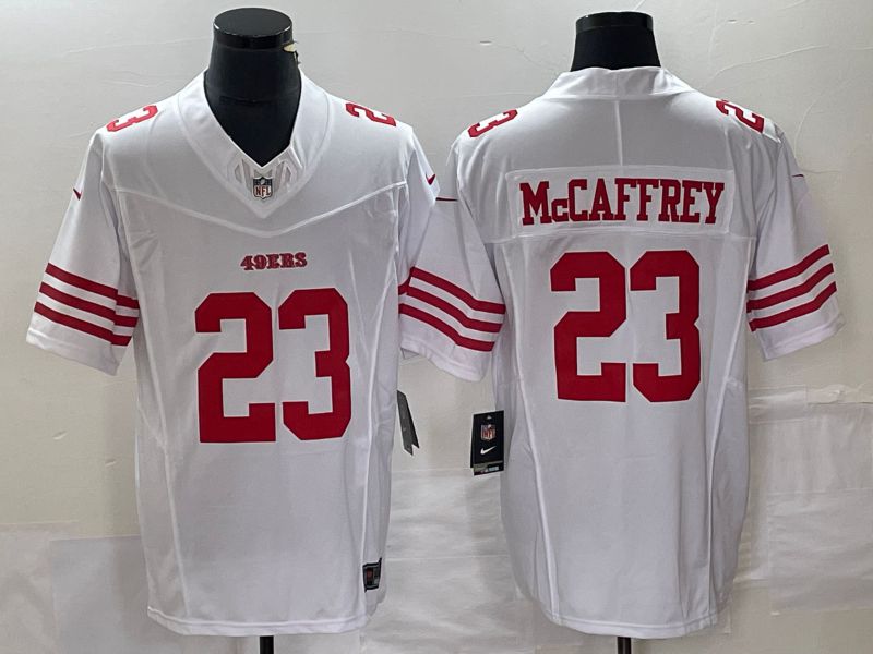 Men San Francisco 49ers 23 Mccaffrey White 2023 Nike Vapor Limited NFL Jerseys